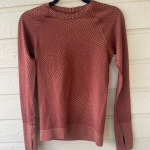 Lululemon Rest Less Pullover Grid Warp Date Brown Desert size 6 S M base shirt